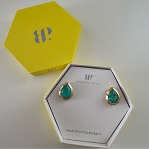 Bomb Party Breathe Caught in Firelight Earring ER17827 Aqua Chalcedony Gold